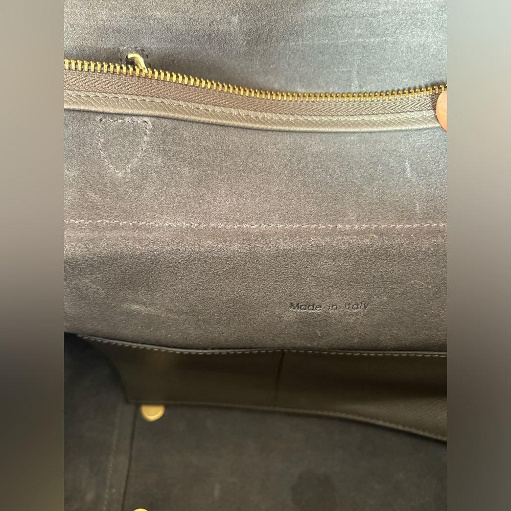 CELINE💎Grained Calfskin Mini Belt Bag LARGE💎Grey Saffiano Gold💎LIKE NEW - Picture 7 of 17
